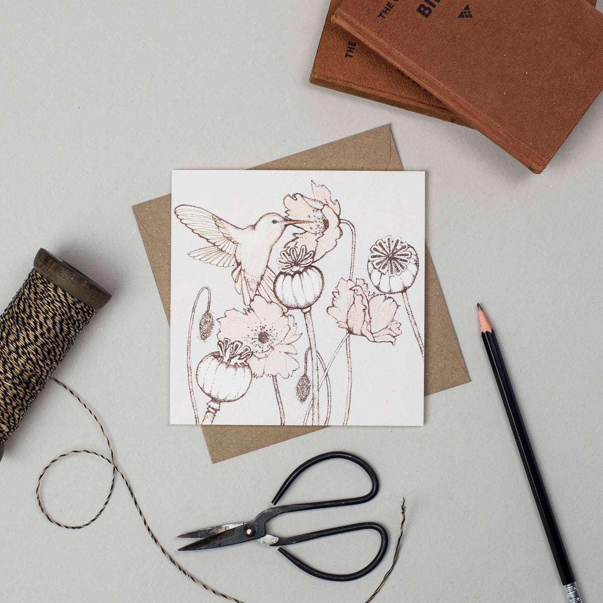 Hummingbird Hand Drawn Art Blank Bird Greeting Card