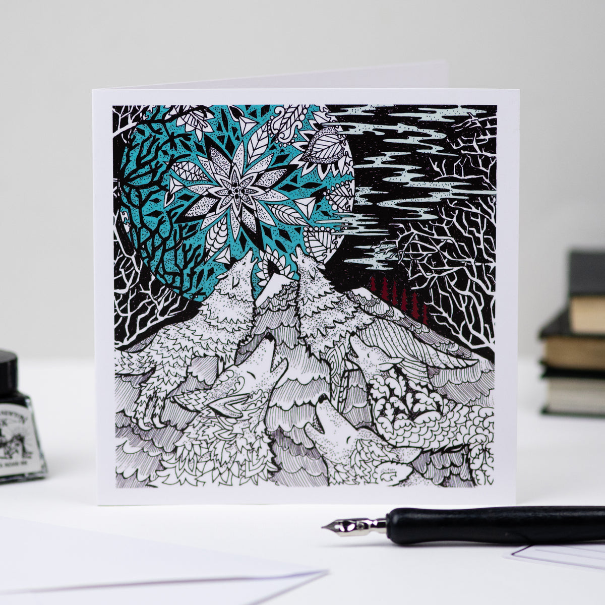Mixed Pack Ten Animal Zentangle Art Blank Greeting Cards
