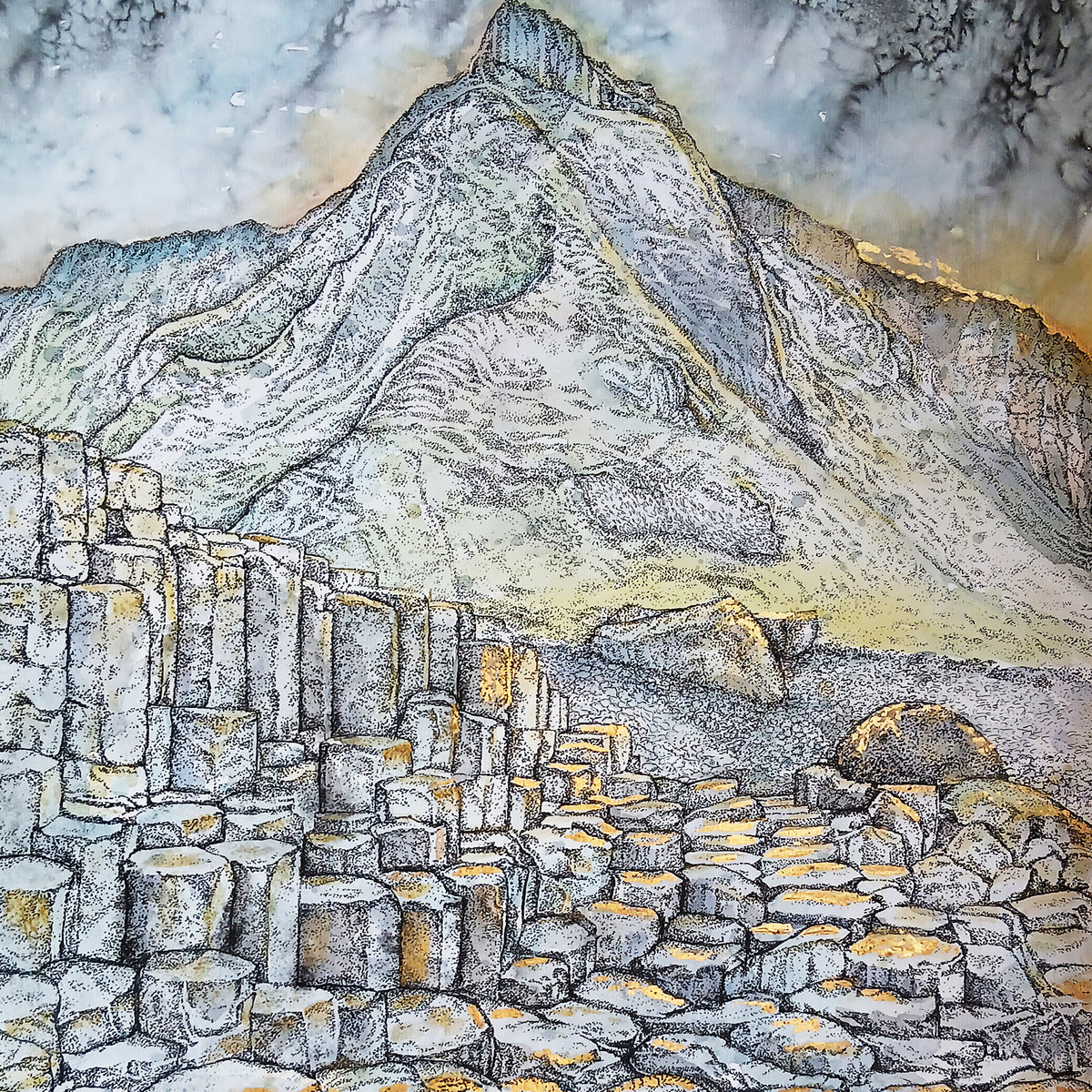 Giants Causeway Landscape Hand Drawn Blank Greeting Card