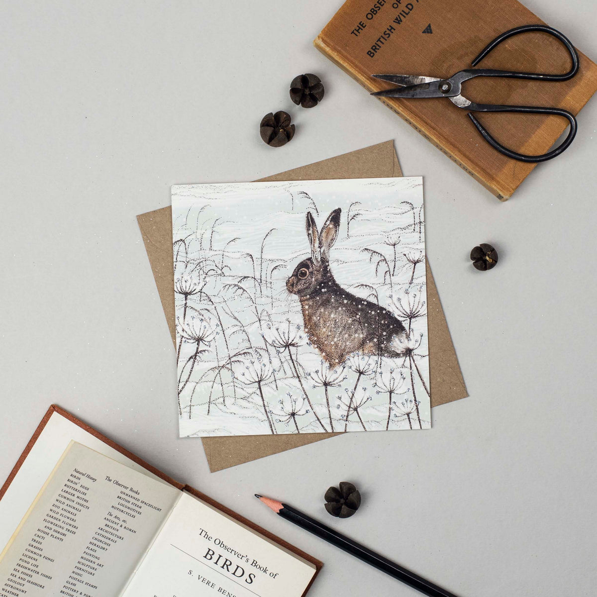 Hare Hand Drawn Art Blank Wildlife Winter Greeting Card