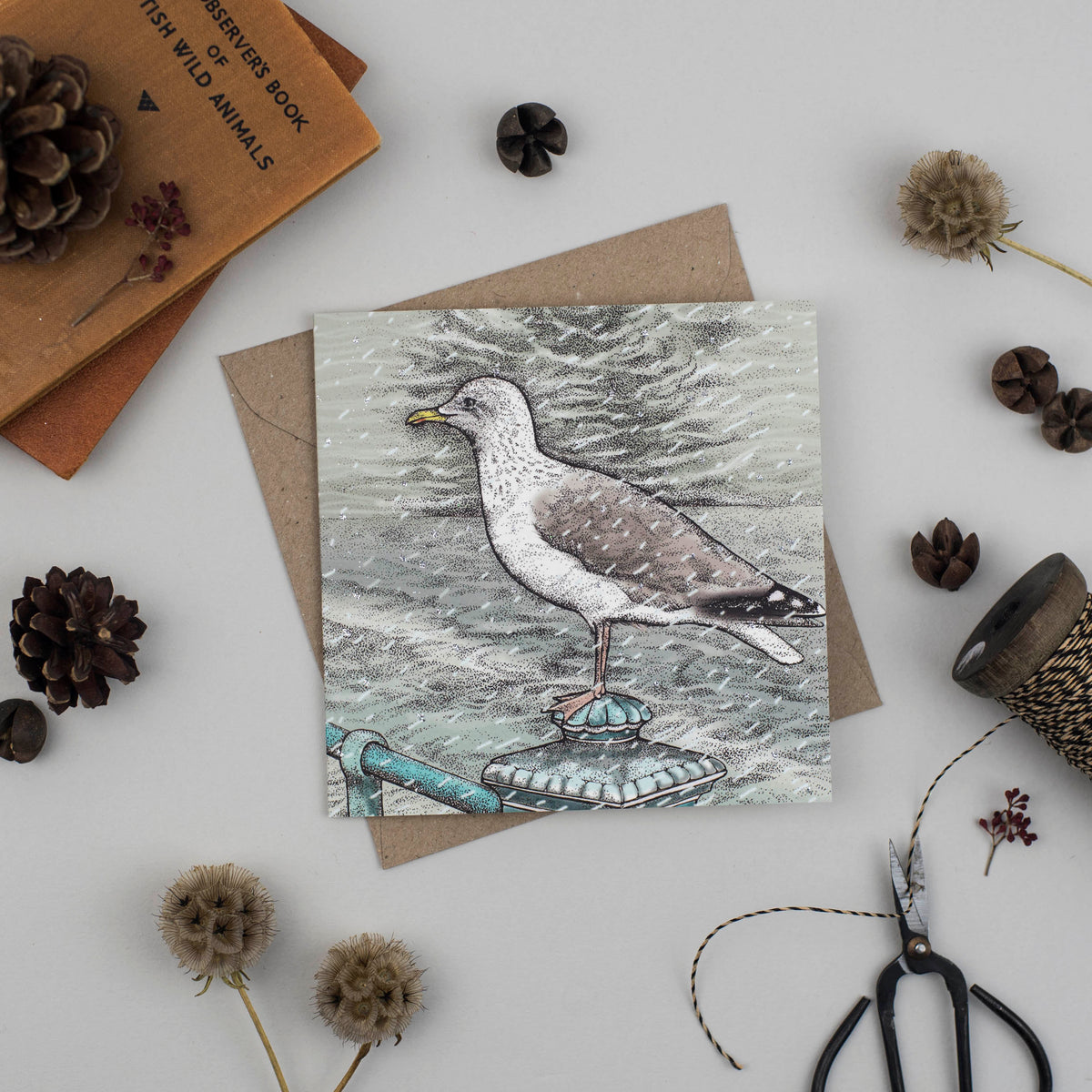 Sea Gull Seaside Hand Drawn Art Bird Blank Greeting Card