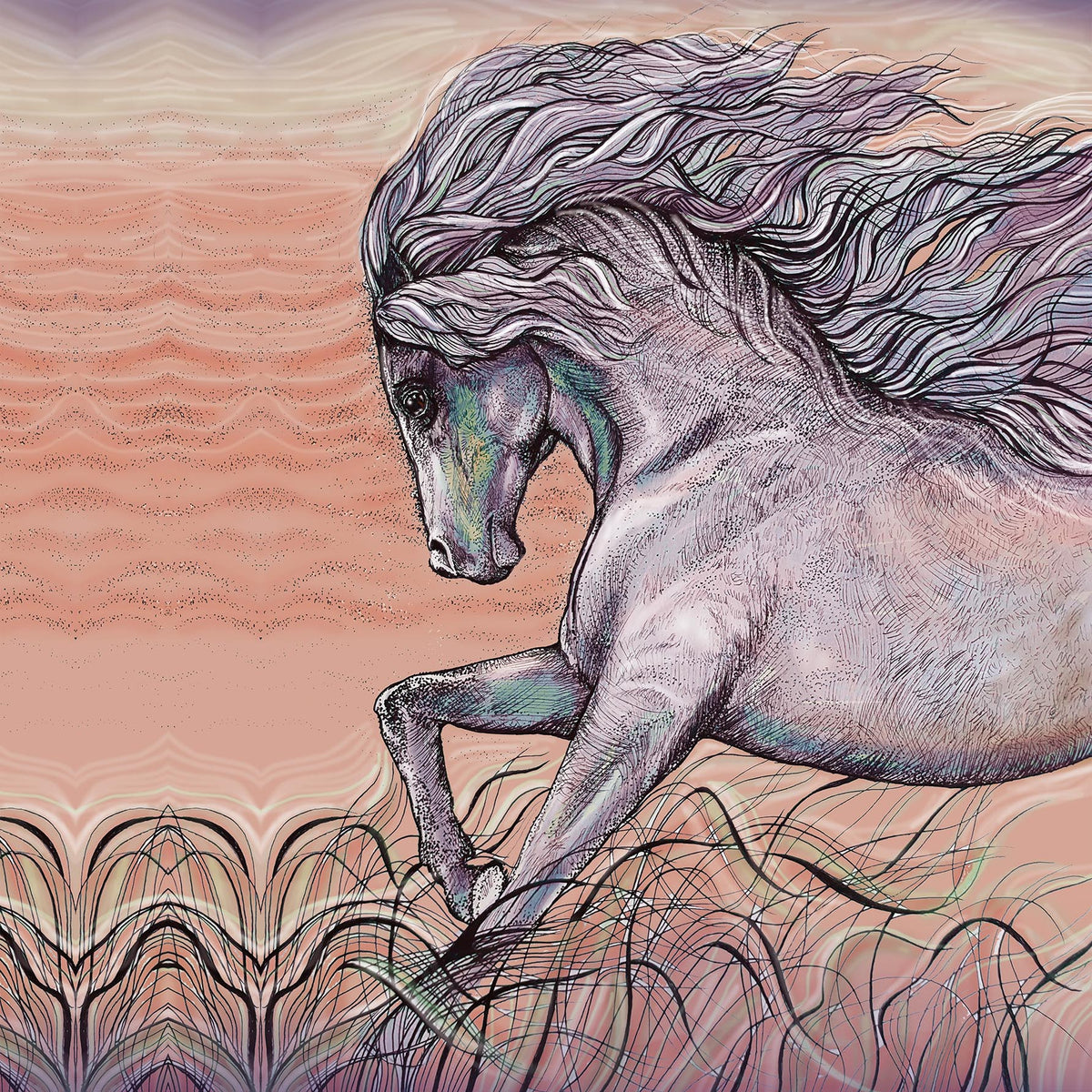 Horse Hand Drawn Art Blank Animal Greeting Card