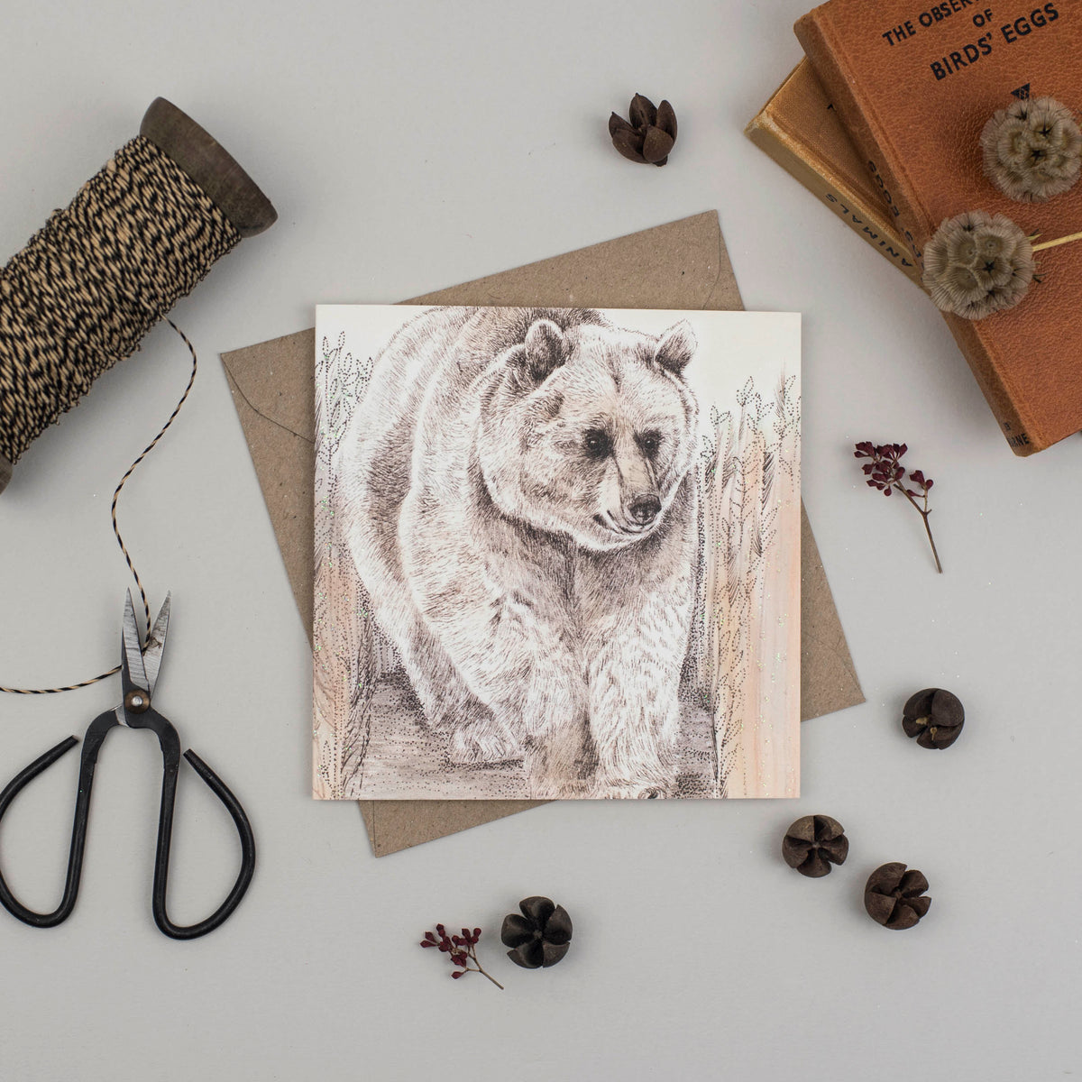 Bear Hand Drawn Wildlife Art Blank Greeting Card