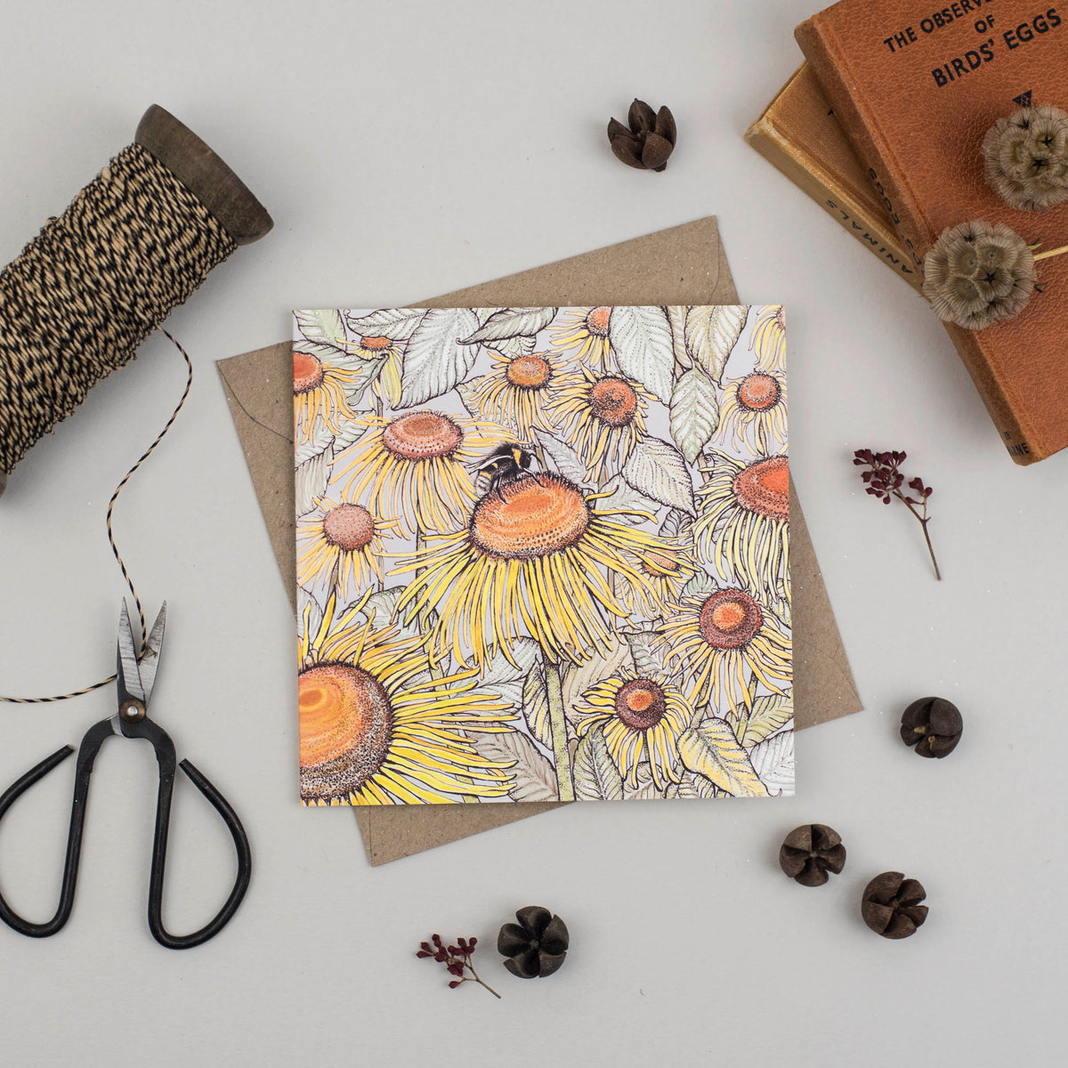 Bumblebee Hand Drawn Art Blank Bee Nature Greeting Card