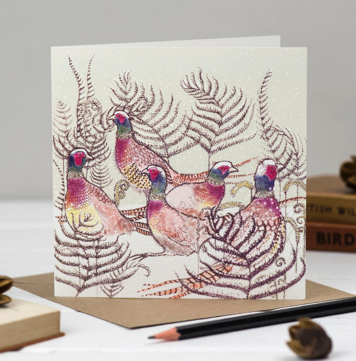Hand Finished Owls And Pheasants Hand Drawn Mixed Pack Of 10 Blank Christmas Cards