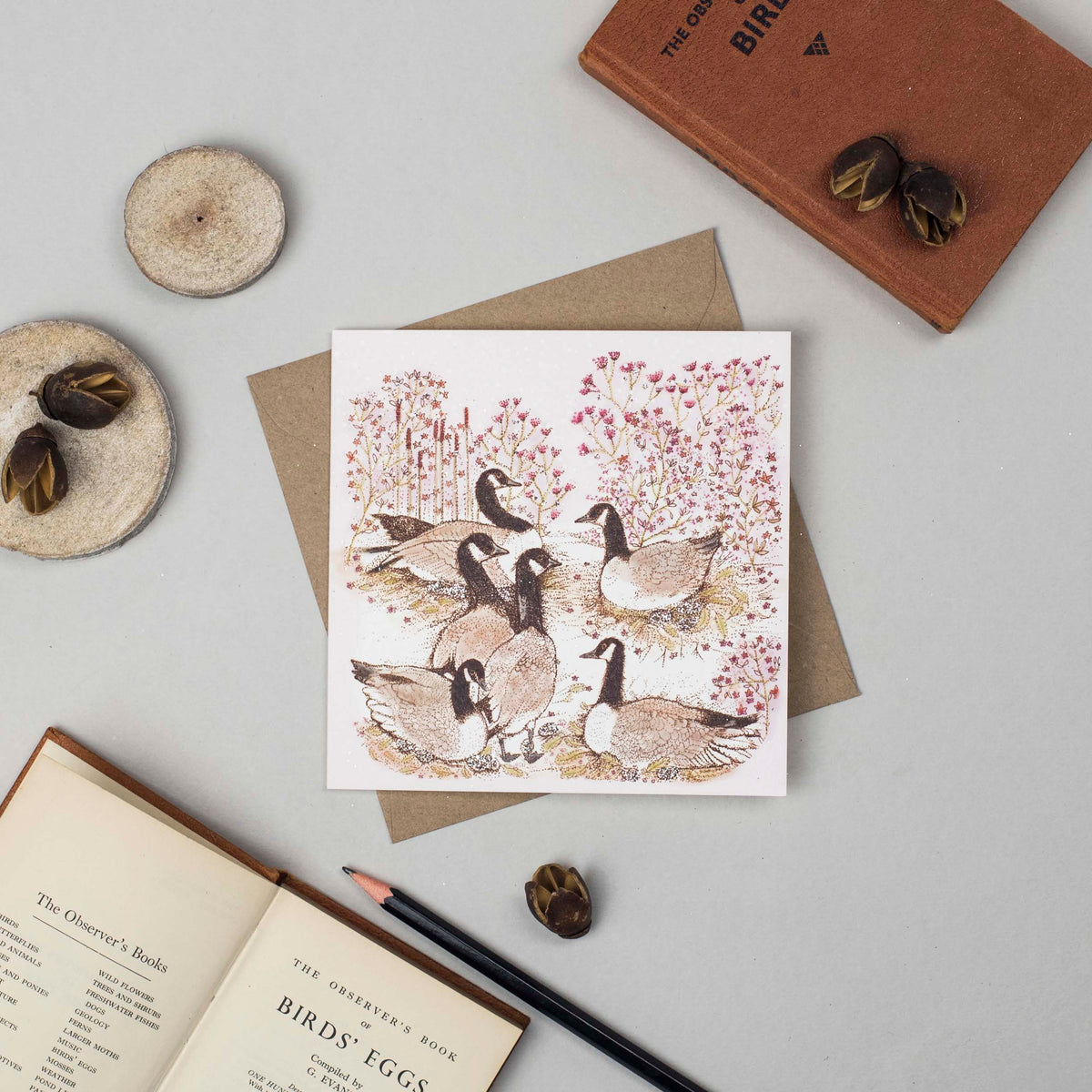 Geese Hand Drawn Art Blank Birds Nature Greeting Card