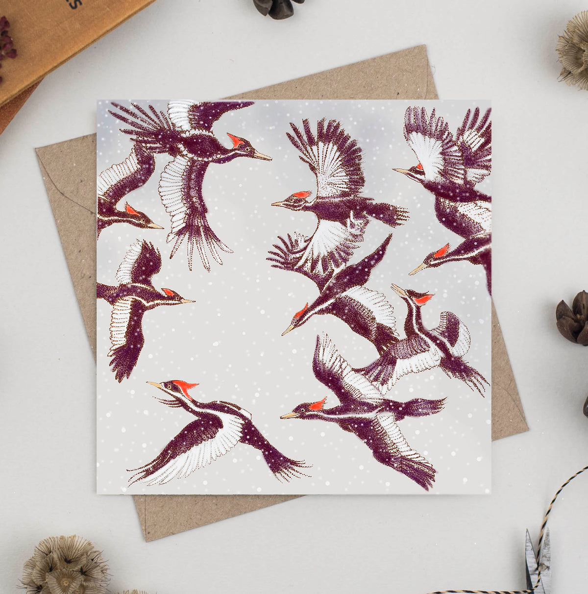 Ivory Billed Woodpeckers Hand Drawn Art Blank Greeting Card