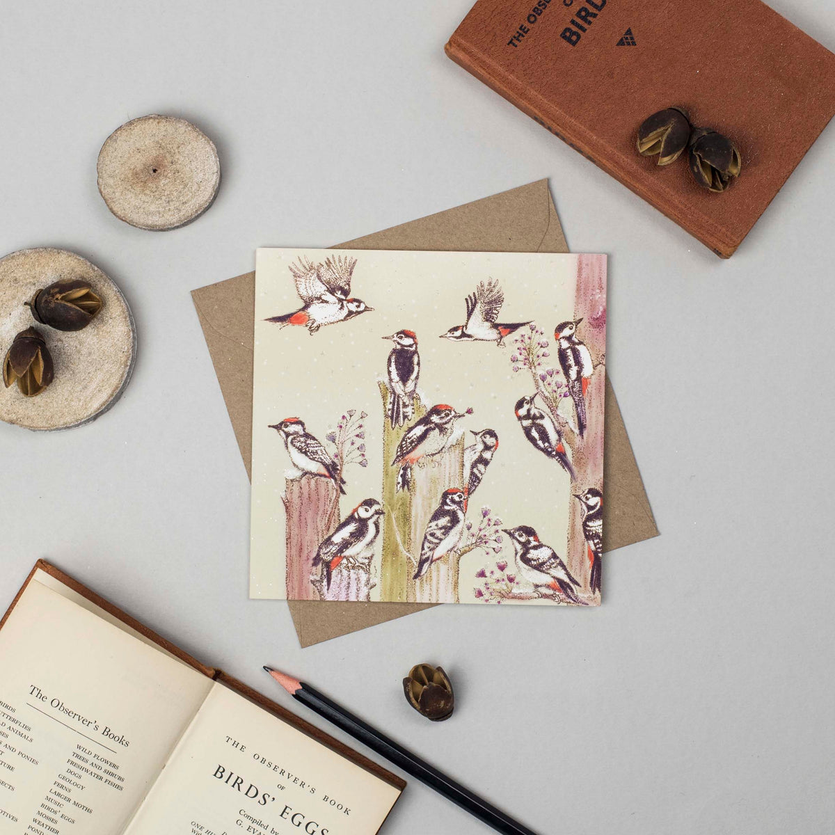 Lesser Spotted Woodpeckers Blank Art Birds Greeting Card