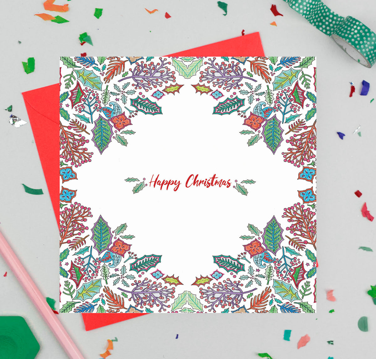 Blossom Hand Drawn Mixed Pack Of 12 Blank Christmas Cards