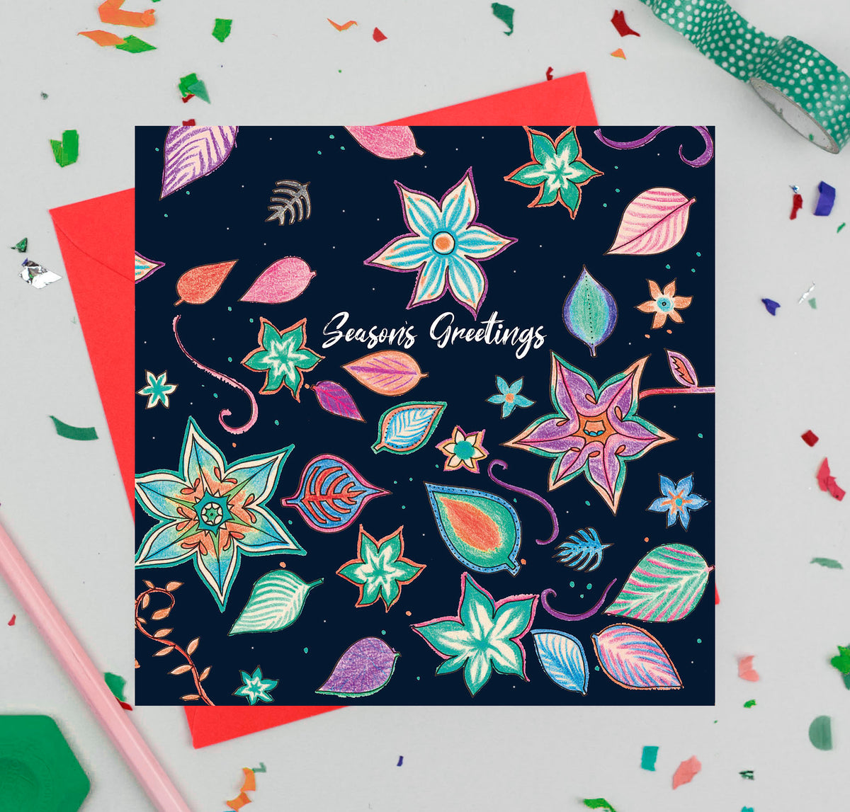Blossom Hand Drawn Mixed Pack Of 12 Blank Christmas Cards