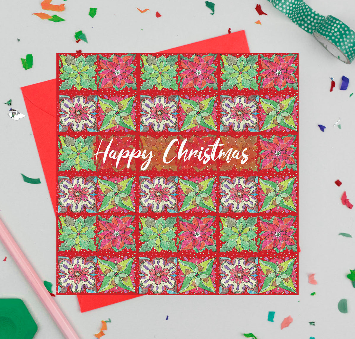 Blossom Hand Drawn Mixed Pack Of 12 Blank Christmas Cards