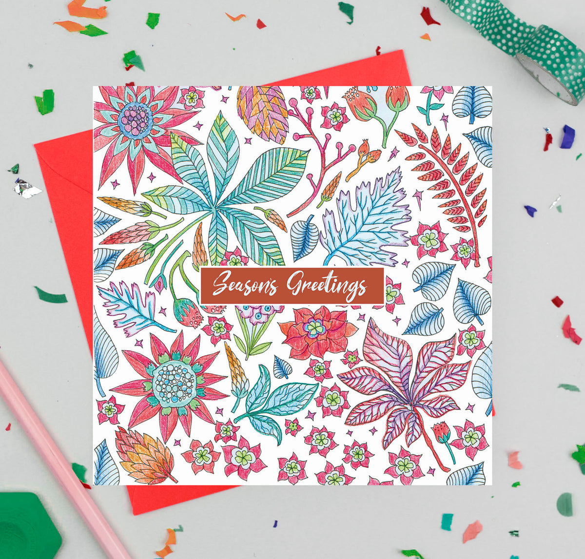 Blossom Hand Drawn Mixed Pack Of 12 Blank Christmas Cards
