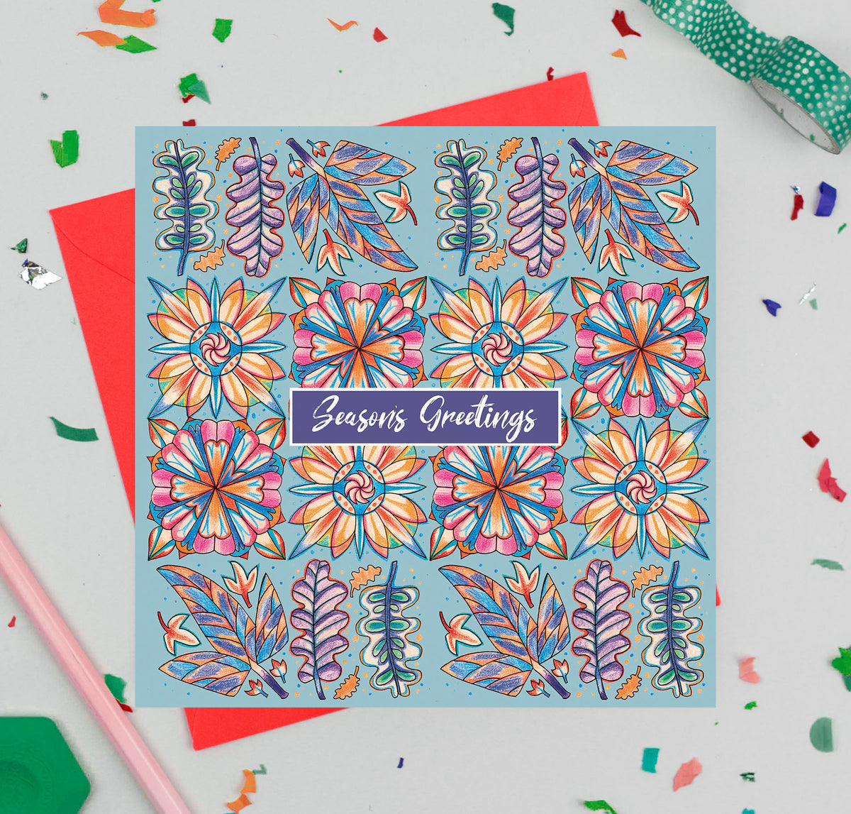 Floral Hand Drawn Mixed Pack Of 12 Blank Christmas Cards