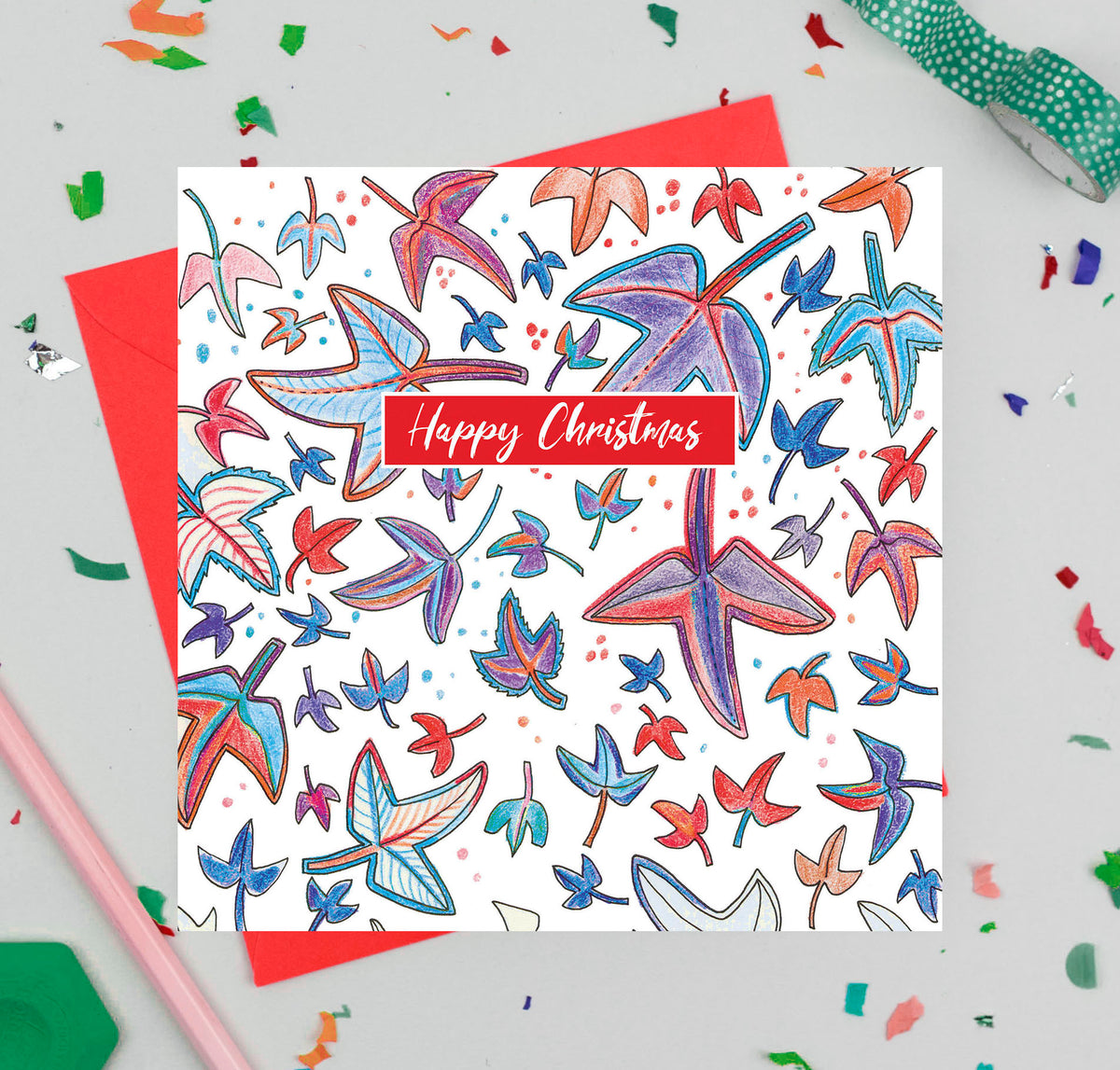 Floral Hand Drawn Mixed Pack Of 12 Blank Christmas Cards