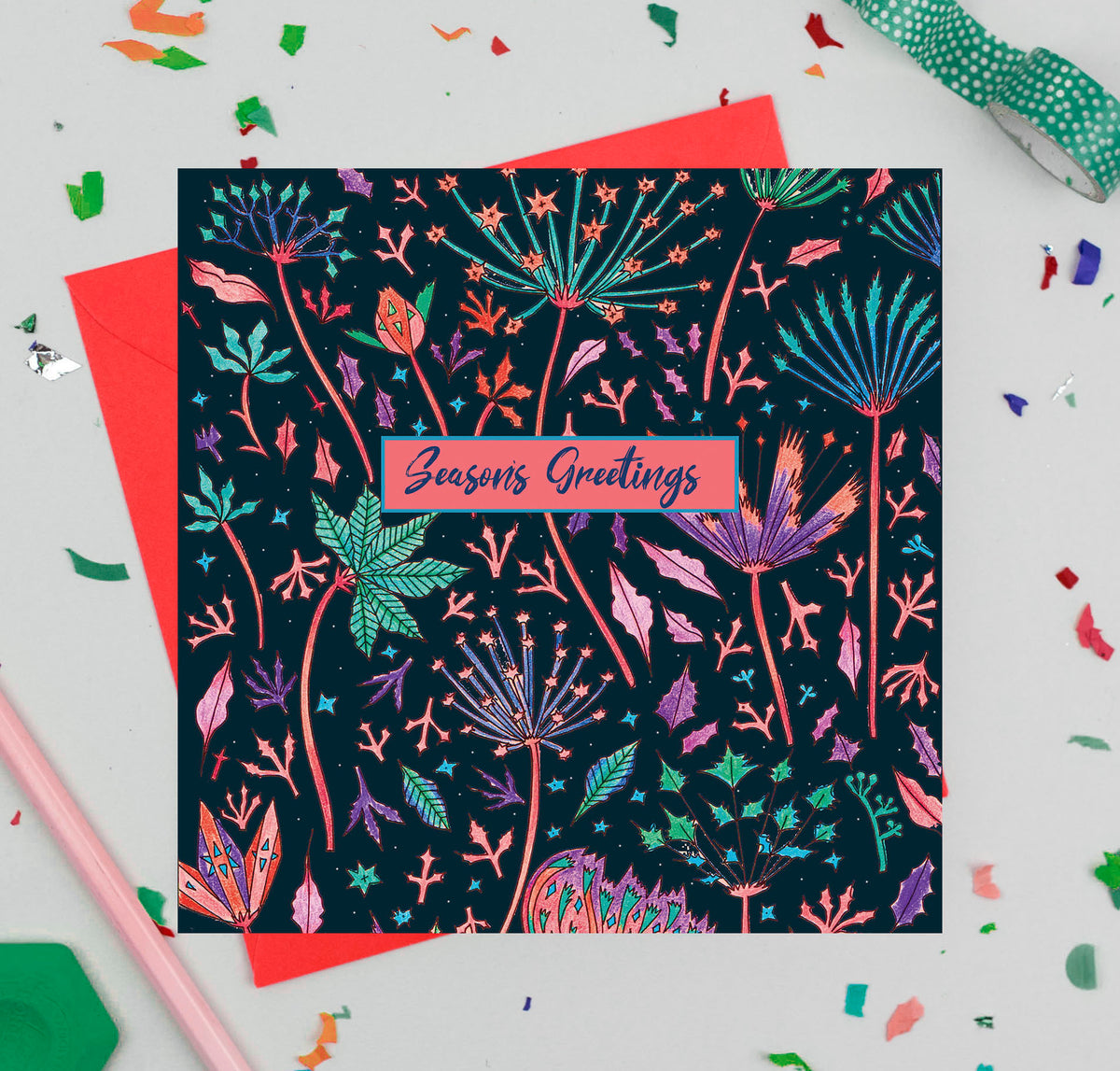 Floral Hand Drawn Mixed Pack Of 12 Blank Christmas Cards