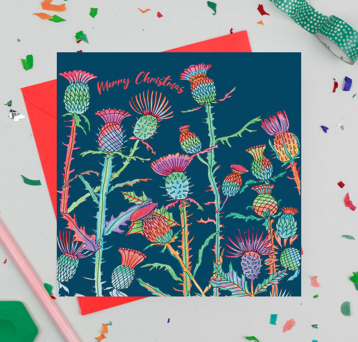 Floral Hand Drawn Mixed Pack Of 12 Blank Christmas Cards