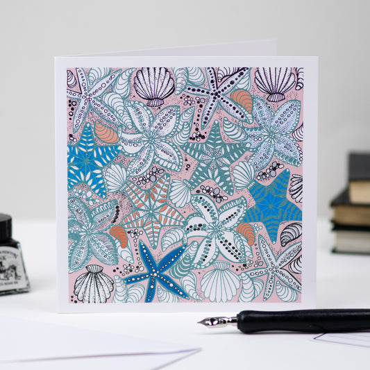 Starfish Pattern Hand Drawn Seaside Blank Greeting Card