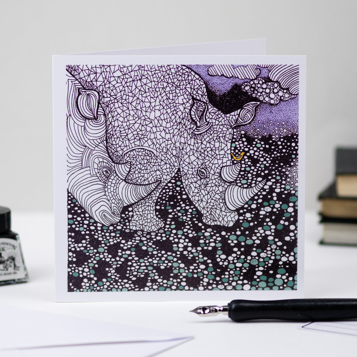 Mixed Pack Ten Animal Zentangle Art Blank Greeting Cards