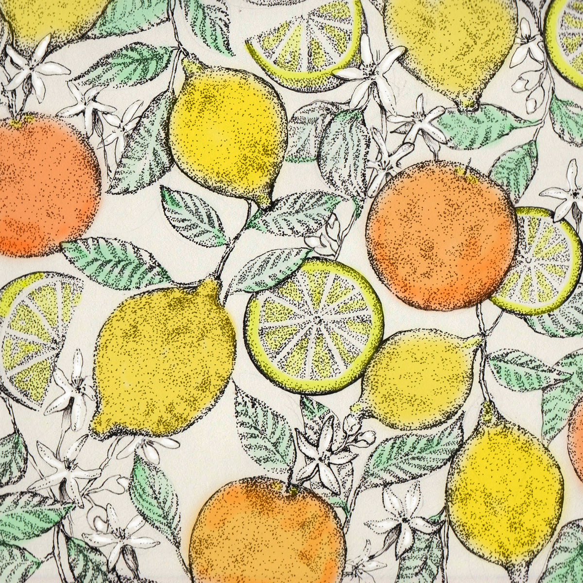 Oranges Lemons Hand Drawn Art Blank Fruit Greeting Card