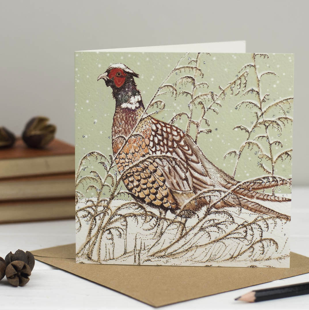 Hand Finished Owls And Pheasants Hand Drawn Mixed Pack Of 10 Blank Christmas Cards