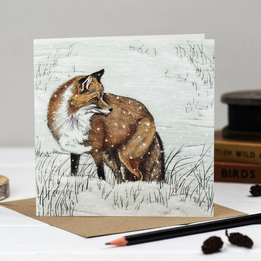 Fox Hand Drawn Art Christmas Blank Wildlife Greeting Card