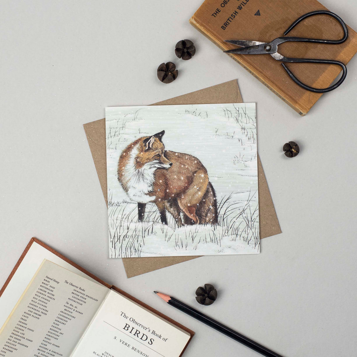 Fox Hand Drawn Art Christmas Blank Wildlife Greeting Card