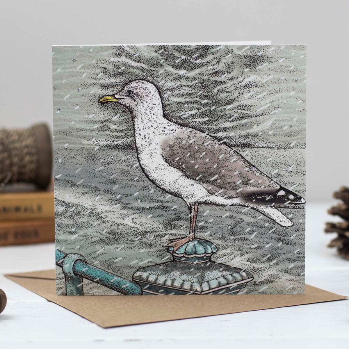 Sea Gull Seaside Hand Drawn Art Bird Blank Greeting Card