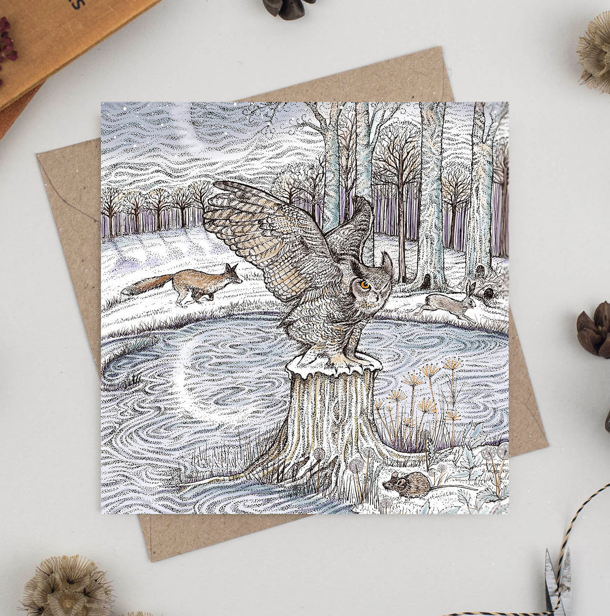 Hand Finished Owls And Pheasants Hand Drawn Mixed Pack Of 10 Blank Christmas Cards