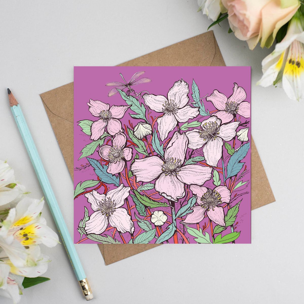 Hand Finished Floral Mixed Pack Of Ten Blank Greeting Cards