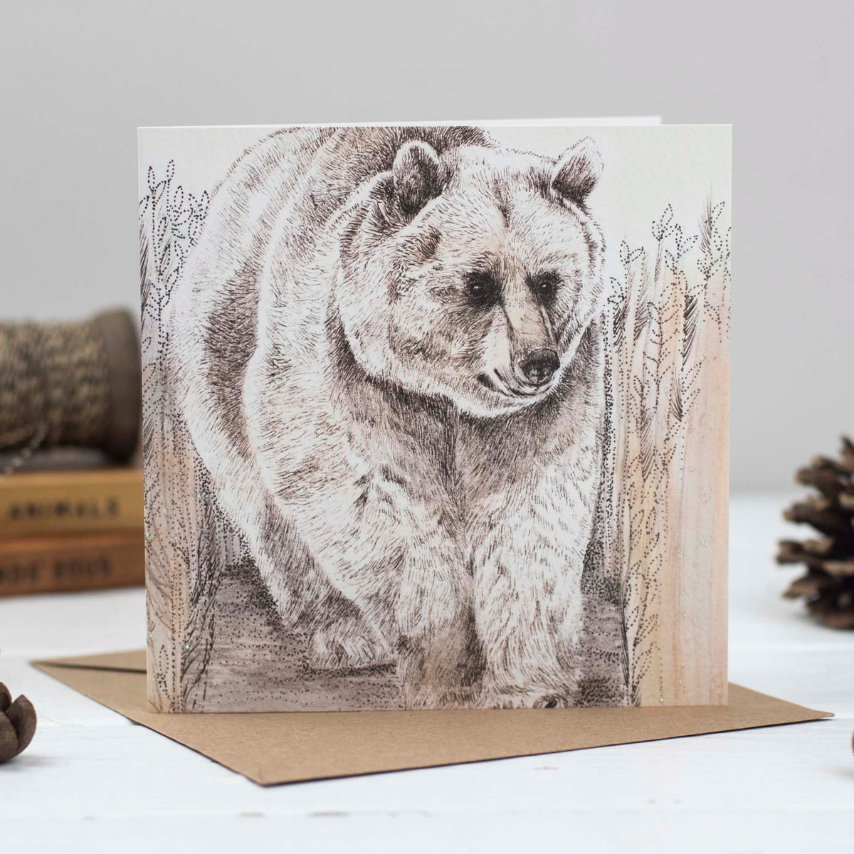 Bear Hand Drawn Wildlife Art Blank Greeting Card