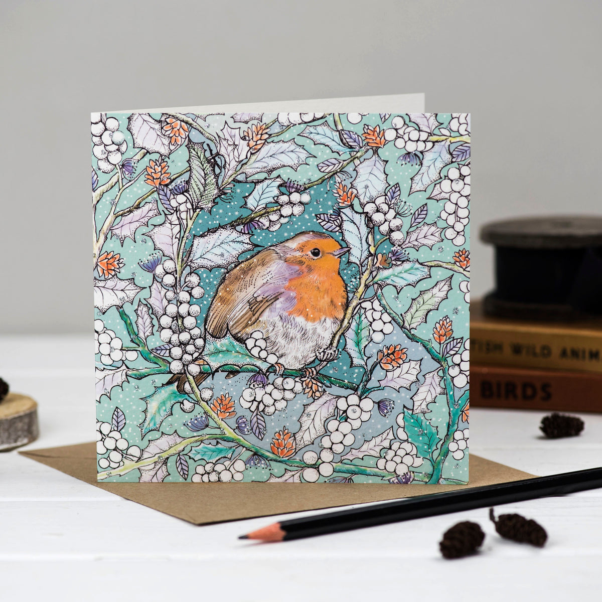 Plump Robin Hand Drawn Christmas Blank Greeting Card