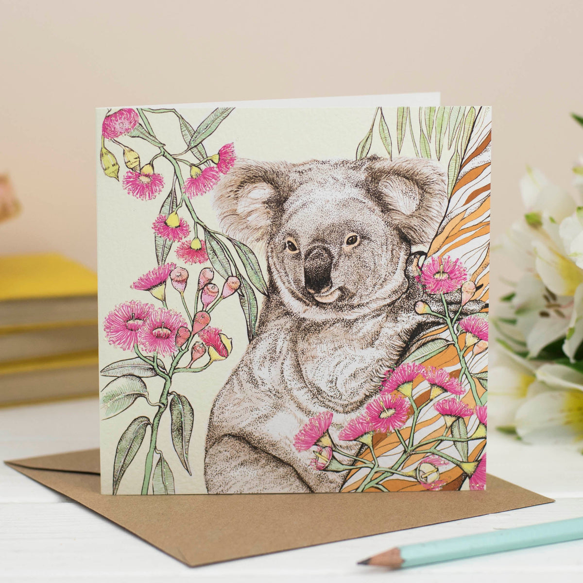 Koala Hand Drawn Art Blank Zoo Bear Safari Greeting Card