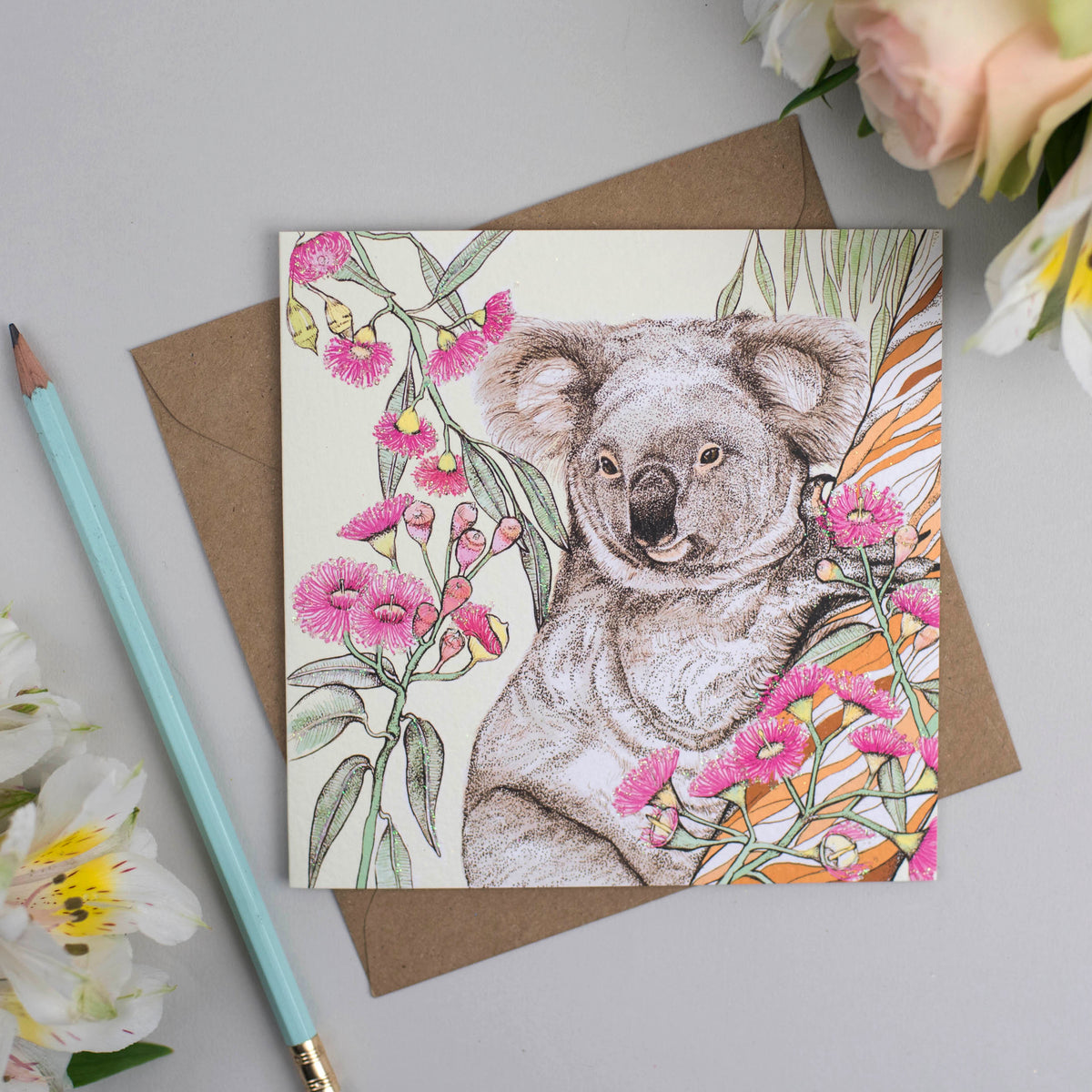 Koala Hand Drawn Art Blank Zoo Bear Safari Greeting Card
