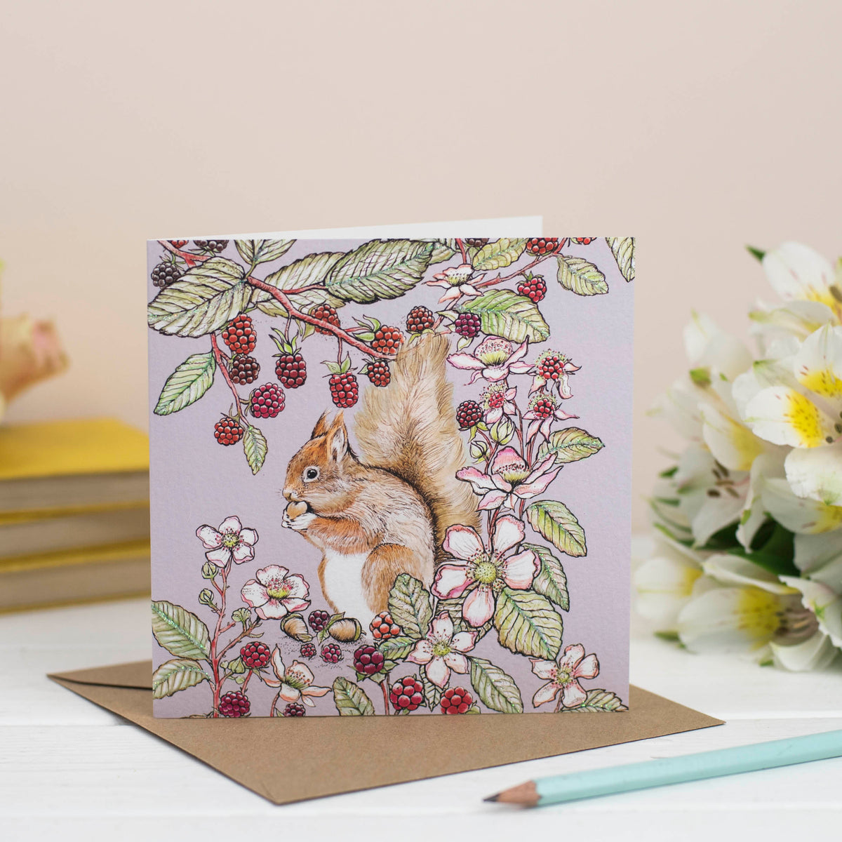 Squirrel Hand Drawn Art Blank Animal Autumn Greeting Card