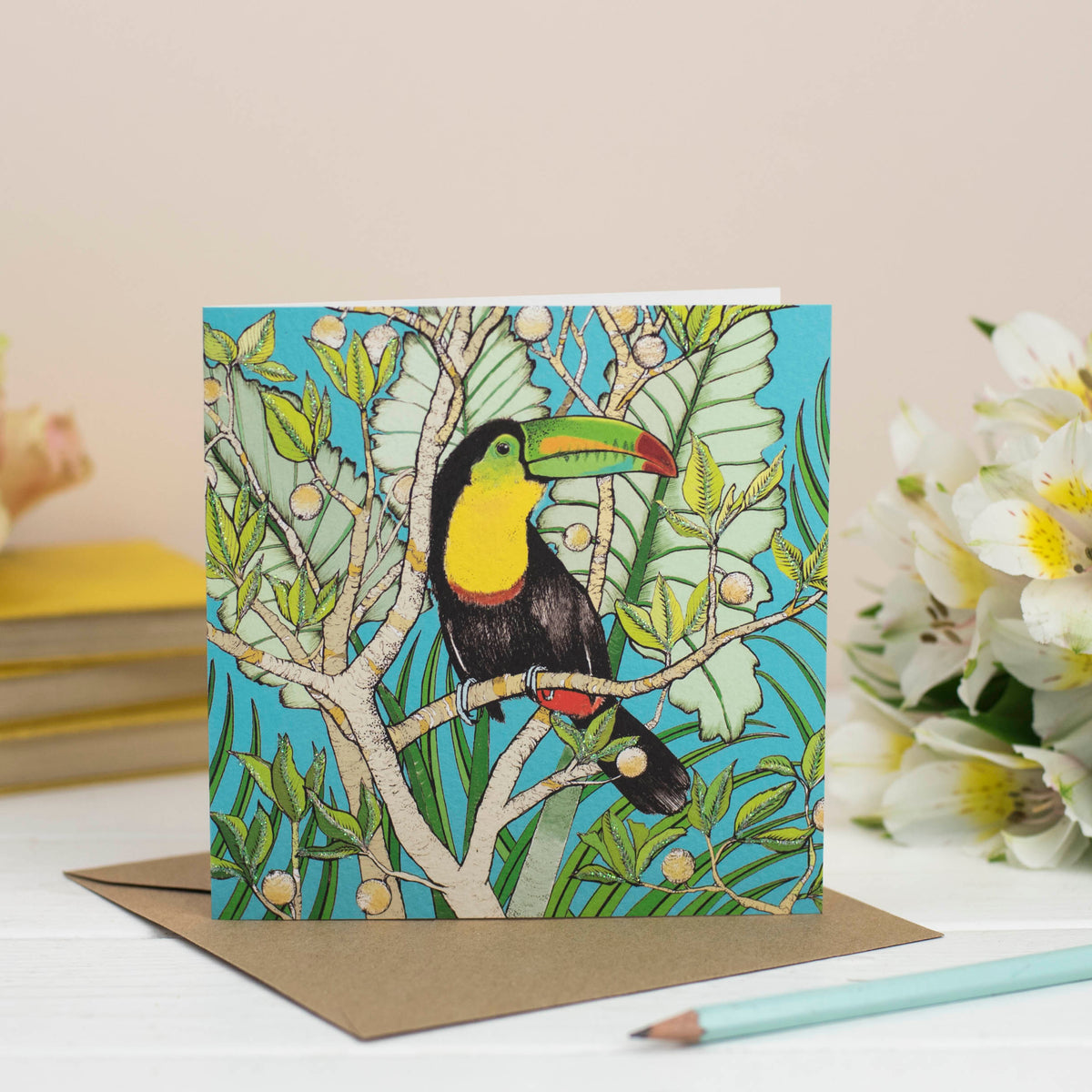 Toucan Hand Drawn Bird Tropical Jungle Blank Greeting Card