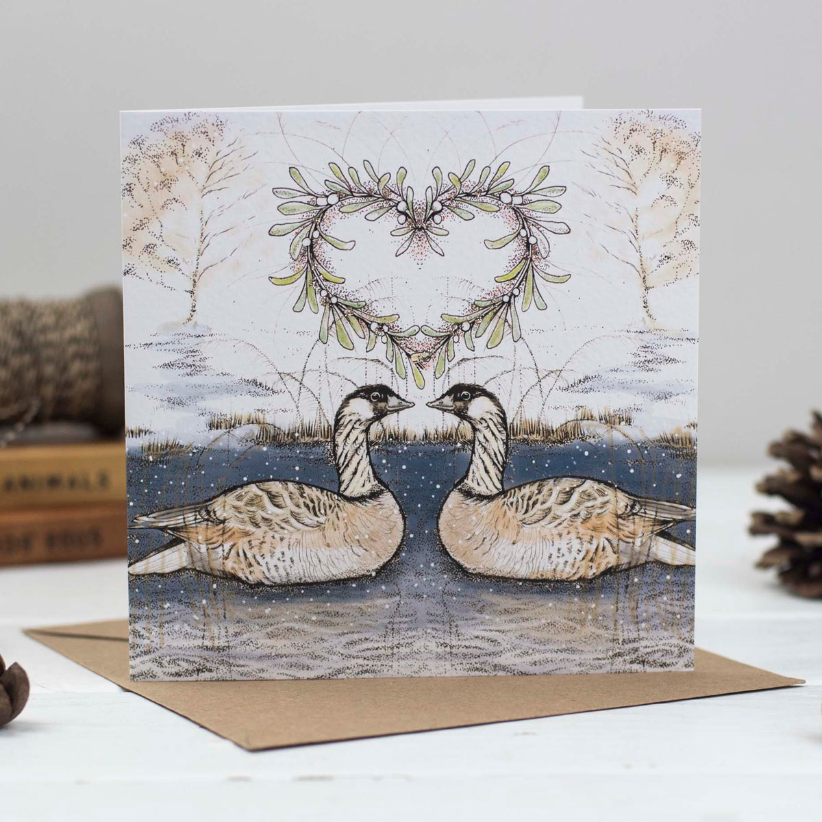 Canada Geese Heart Wreath Greeting Card