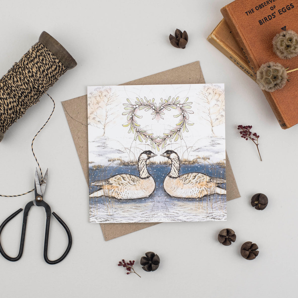 Canada Geese Heart Wreath Greeting Card