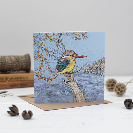 Dwarf Kingfisher Hand Drawn Art Blank Bird Greeting Card