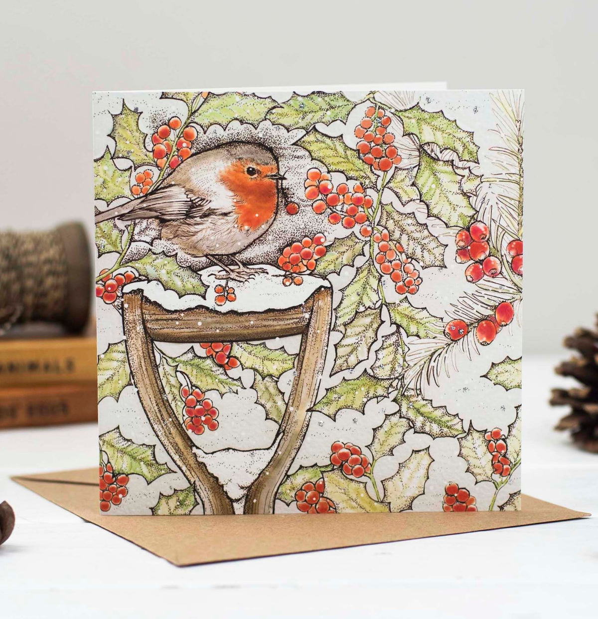Robin Spade Hand Drawn Art Blank Christmas Greeting Card