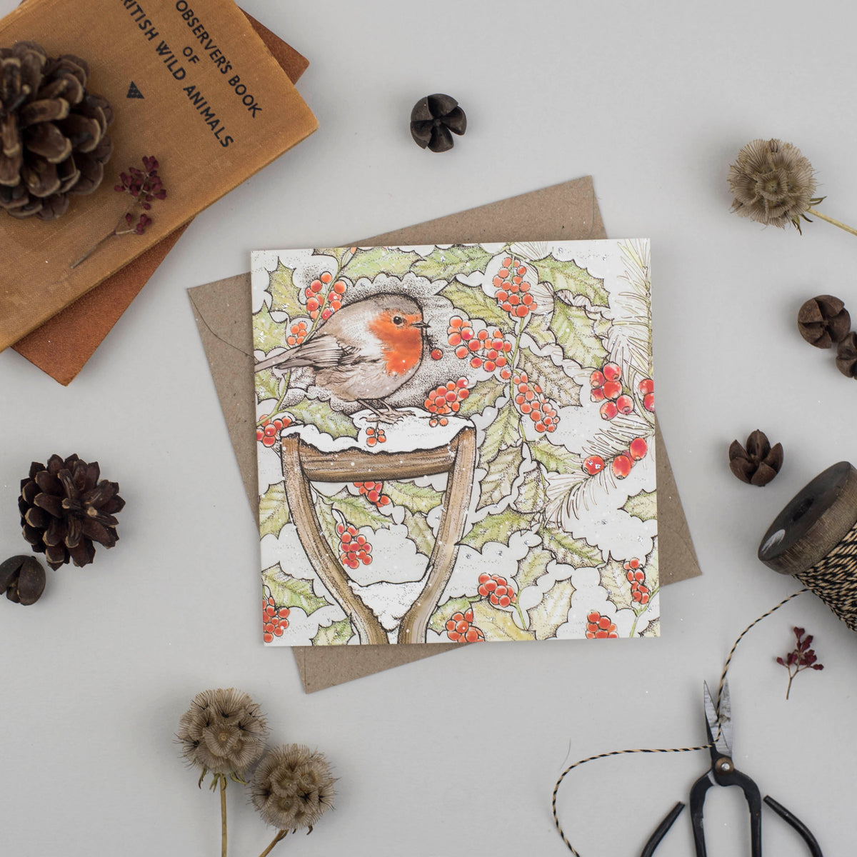 Robin Spade Hand Drawn Art Blank Christmas Greeting Card