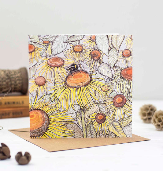 Bumblebee Hand Drawn Art Blank Bee Nature Greeting Card