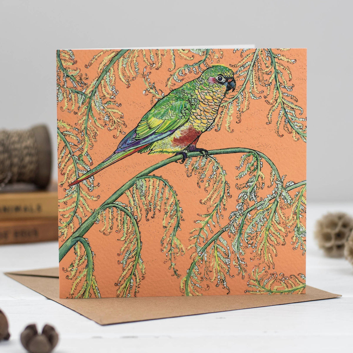 Parakeet Hand Drawn Art Blank Bird Jungle Greeting Card