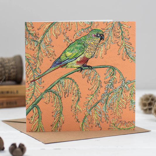 Parakeet Hand Drawn Art Blank Bird Jungle Greeting Card