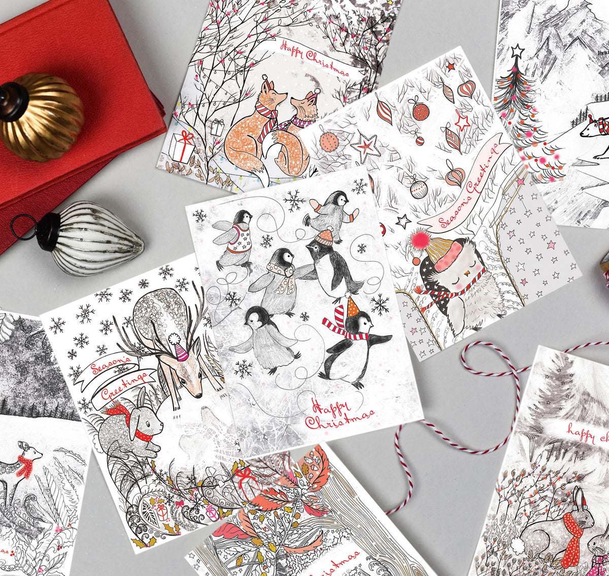 Snowy Wildwood Hand Finished Mixed Pack Of Eight Blank Christmas Cards